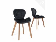 Lot de 2 chaises scandinaves design simili cuir fati (noir) 672