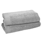 Lot de 2 serviettes de toilette 500 g/m² gris perle