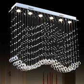 Lustre Rectangulaire W-onde LED cristal lustres de restaurant minimaliste moderne barre de suspension suspendus ligne lumière Éclairage décoratifA+ (t