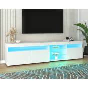 Modernluxe - Meuble tv 180cm pour salon et chambre avec led - style moderne - Blanc