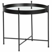 Pegane Table d'appoint en métal noir avec plateau miroir - H.42 x L.48 x P.48 cm -PEGANE-