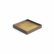 Plateau Gold leaf / Vide-poche - 16 x 16 cm - Métal & verre - Ethnicraft or en verre