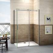 Porte de douche 110x90x195cm porte de douche coulissante cabine de douche en verre anticalcaire