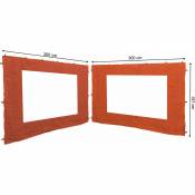 Quick Star - 2 Panneaux Latéraux avec Fenêtre pe 300x195cm Orange-Rouge pour Gazebo 3x3m
