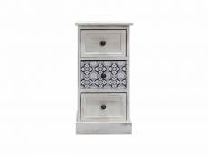 Rebecca mobili table de chevet 3 tiroirs,petite commode en bois mdf, blanc grisshabby 59.5x30x25 cm RE6603