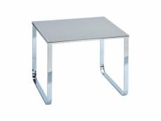 Samira - table basse carrée grise plateau verre