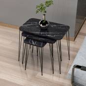 Set de 3 tables d'appoint Rudkøbing rectangulaires gigognes marbre noir