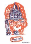 Sticker Montmartre / 25 x 35 cm - Domestic orange en papier