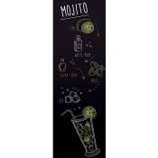 Sticker mural 180 cm x 60 cm pour réfrigérateur, illustration de la recette du Morito. Décorez votre cuisine avec ce produit unique - Noir
