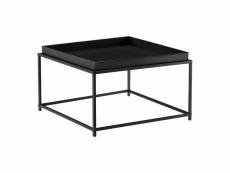 Table basse carrée pour salon avec plateau amovible en métal 59 x 59 cm noir mat helloshop26 03_0006130