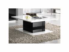 Table basse rectangulaire blanc-noir laqué - zeme - l 110 x l 60 x h 43 cm
