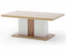 Table basse simple en bois coloris blanc/chêne wotan - l.115 x h.45 x p.65 cm -pegane- PEGANE