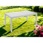 Table d'extérieur Dfelic, Table rectangulaire fixe, Table de jardin polyvalente effet rotin, 100% Made in Italy, 138x78h72 cm, Blanc - Dmora