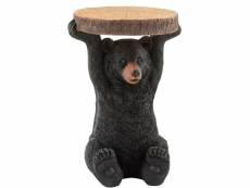 Table gigogne ronde ours rouf en bois et résine noir