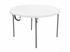 Table piable lifetime blanc 122 x 73,5 x 122 cm acier
