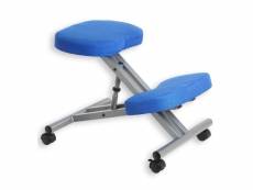 Tabouret ergonomique robert siège ajustable repose genoux chaise de bureau sans dossier, en métal et assise rembourrée bleu