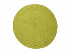 Tam tam - tapis en coton réversible effet cordage vert anis diam.120