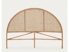 Tête de lit ronde en bois de rotin coloris naturel - longueur 168 x profondeur 4 x hauteur 120 cm