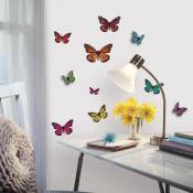 Thedecofactory - papillons relief 3D - Stickers repositionnables papillons en relief 3D - Multicolore