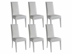 Torino - lot de 6 chaises simili blanc et pieds laqués