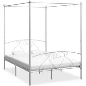 Vidaxl - Cadre de lit à baldaquin Blanc Métal 140 x 200 cm