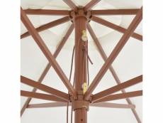 Vidaxl parasol avec mât en bois 350 cm blanc sable