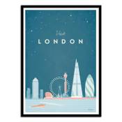 VISIT LONDON - Affiche d'art avec Cadre bois noir - 50 x 70 cm