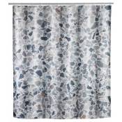 WENKO Rideau de douche Terrazzo, rideau de douche 180x200 cm, hydrofuge, Polyester lavable en machine, 180x200 cm, Bleu Gris