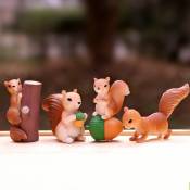 4 pièces écureuil Animal Figurine ornement maison ornement décor, décoration de dessus de gâteau de jardin