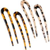 4 Pieces u Shaped Hair Pin French Style Cellulose Acetate