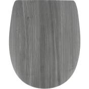 Abattant wc bois moule 18 pouces forme plate attaches acier inoxydable - facon lambris gris Tendance