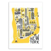 Affiche 50x70 cm - New-York Map - Fox and Velvet