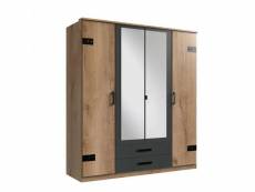 Armoire galway style industriel 180 cm 4 portes 2 tiroirs