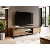 Bestmobilier - Lord - meuble tv - bois et noir - 170 cm - style industriel - bois - Bois