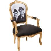 Biscottini - Fauteuil rembourré Fauteuil avec accoudoirs en bois Style français Fauteuil de chambre Chaise de chambre tapissée 100X65X63 cm - noir et