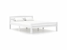 Cadre de lit blanc bois de pin massif 140x200 cm