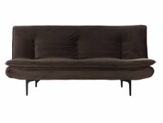 Canapé de salon convertible en polyester marron et métal noir - longueur 180 x profondeur 88 x hauteur 83 cm