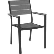 Chaise de fauteuil extérile en aluminium avec session et retour dans l'effet de polywood ftutty Black - Black