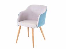 Chaise de salle à manger hwc-d71, chaise de cuisine, accoudoirs tissu/textile ~ gris clair-turquoise