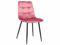 Chaise de salle à manger tilde avec piètement en métal noir , rose/velours