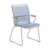 Chaise en métal et plastique bleu avec grand dossier