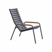 Chaise lounge ReCLIPS / Accoudoirs bambou - Plastique recyclé - Houe gris en plastique