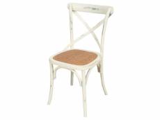 Chaise salle à manger en bois Chaise thonet en frêne massif et assise en rotin, finition blanc antique 46x42x86 cm L5400-1