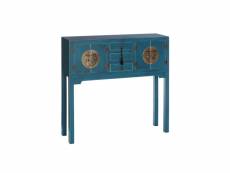 Console 4 portes, 3 tiroirs bleue meuble chinois - pekin - l 95 x l 26 x h 90 cm - neuf