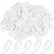 Crochet Rideau Rail, Crochets de Rideaux en Plastique Blanc, 100 pcs Crochets de Rideaux Clips, Accroche Rideau, 2,8 x 1,2 cm, pour Rideau de
