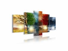 Dekoarte - impression sur toile moderne | décoration salon chambre | paysage quatre saisons arbres rouges | 200x100cm C0243