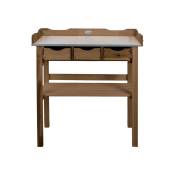 Esschert Design - Table à rempoter bois et zinc 3 tiroirs