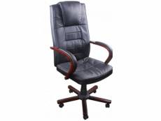 Fauteuil chaise de bureau noir bois ergonomique classique luxe helloshop26 0502010