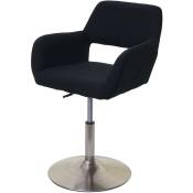 HHG - jamais utilisé] Chaise de salle à manger 934 iii, style rétro années 50, tissu noir, pied en métal brossé - black