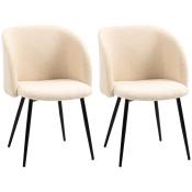 HOMCOM Lot de 2 chaises de salon chaise salle à manger avec dossier en tissu pieds en acier 55 x 62 x 80 cm beige noir
